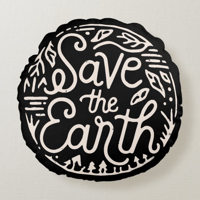 Save the earth round pillow (Front)