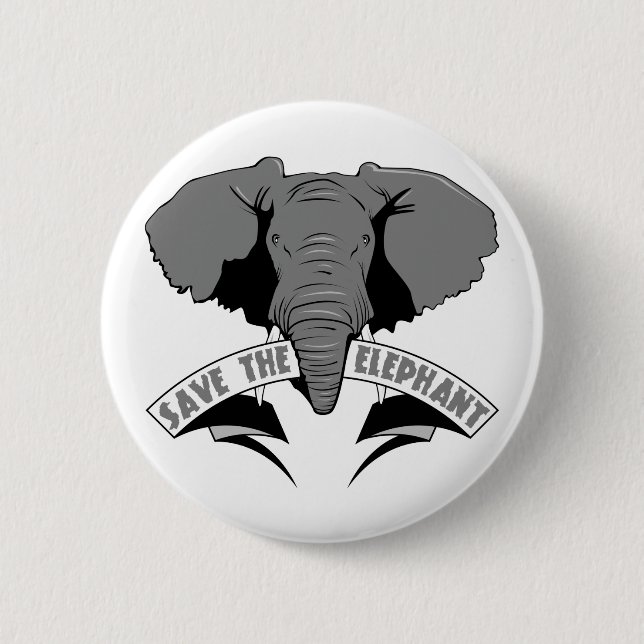 Save The Elephant 2 Inch Round Button (Front)