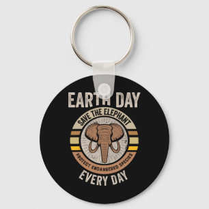 Save The Elephant Earth Day Protect Endangered Ani Keychain