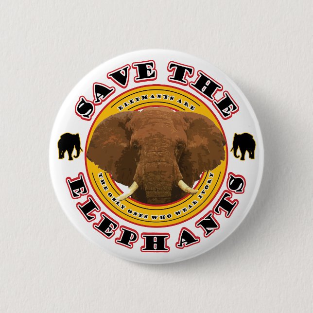 Save the Elephants 2 Inch Round Button (Front)