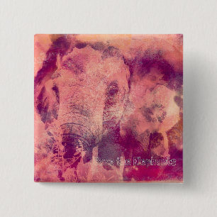 Save the Elephants 2 Inch Square Button