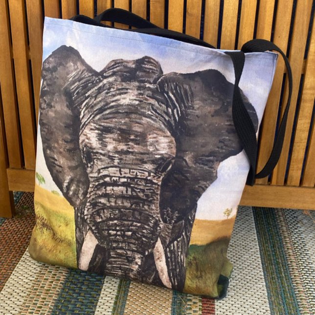 Save the Elephants African Animal Painting Tote Bag (Creator Uploaded)