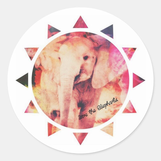 Save the Elephants, Baby Eelephant Sunshine  Classic Round Sticker (Front)