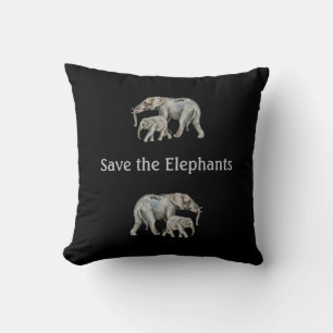 Save the Elephants Beautiful Animals Africa Script Throw Pillow