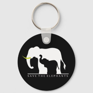 Save the Elephants (black) Keychain