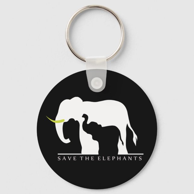 Save the Elephants (black) Keychain (Front)