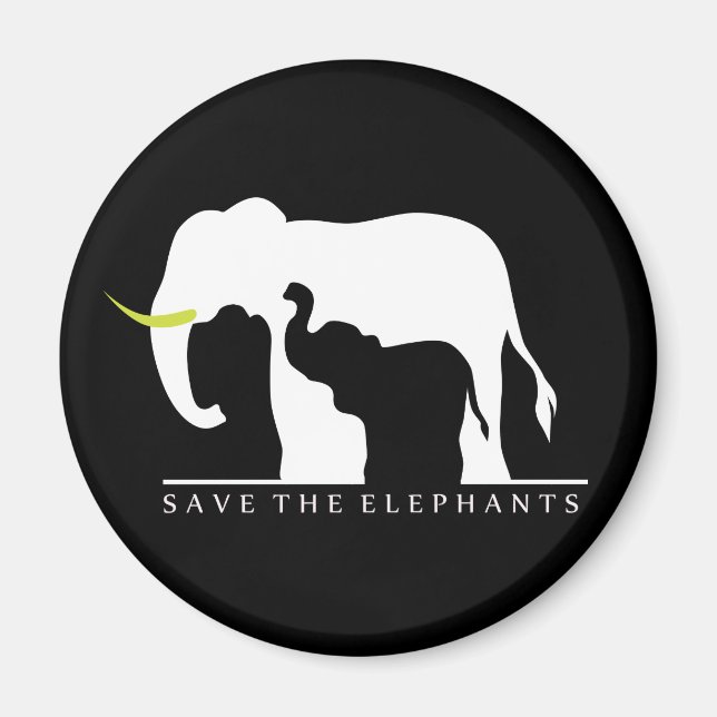 Save the Elephants (black) Magnet (Front)