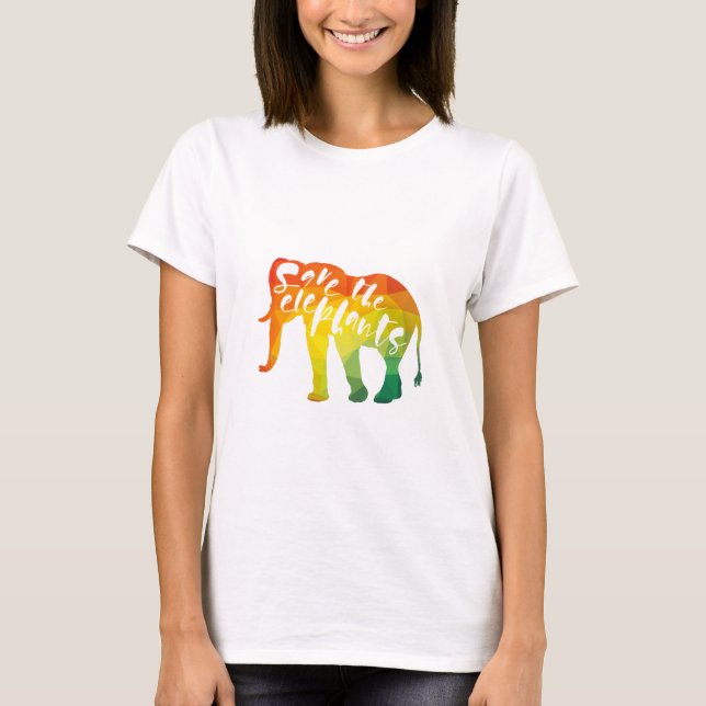 Save the Elephants. Calligraphy, Graphical Art T-Shirt (Front)