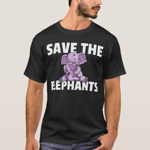 Save The Elephants Cute Women Mom Kids T-Shirt