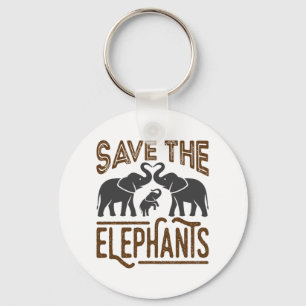 Save the Elephants Elephant Lover Protect Wildlife Keychain