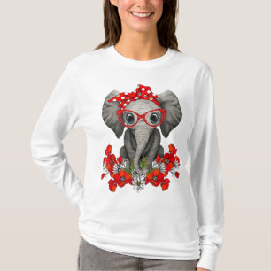 Save The Elephants Elephant mom red bow woman T-Shirt