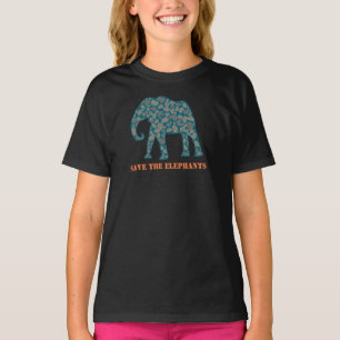 Save the Elephants Girls Black T-shirt