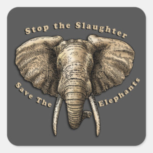 Save the Elephants Graphic Square Sticker