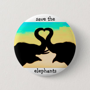 Save the Elephants heart trunks 2 Inch Round Button