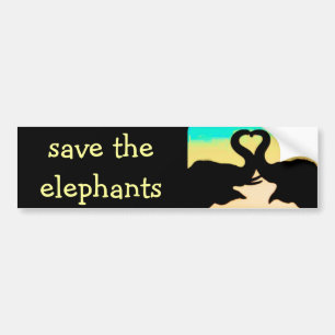 Save the Elephants heart trunks Bumper Sticker