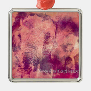 Save the Elephants Metal Ornament