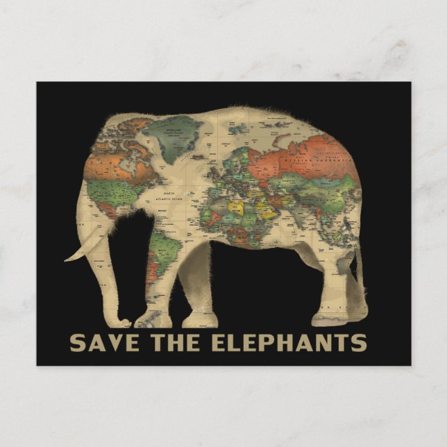 Save the elephants postcard (Front)