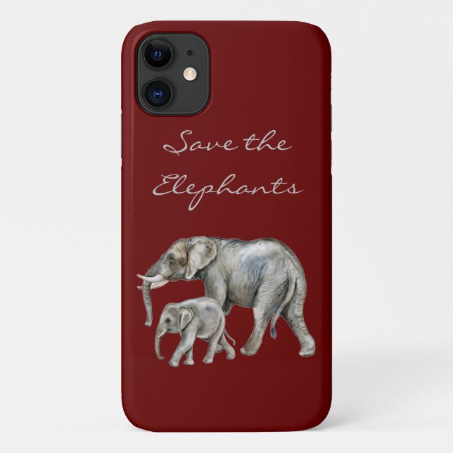 Save the Elephants Script Animals African Case-Mate iPhone Case (Back)
