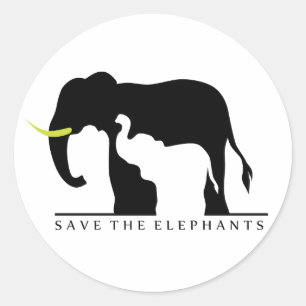 Save the Elephants (white) Classic Round Sticker