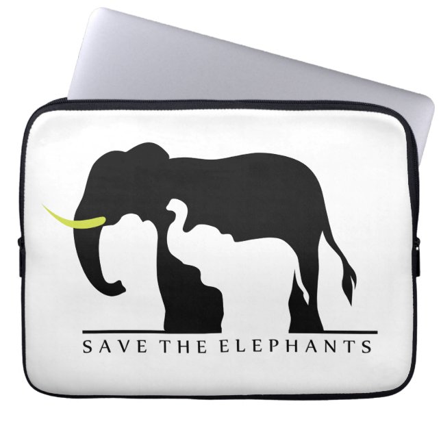 Save the Elephants (white) Laptop Sleeve (Front)