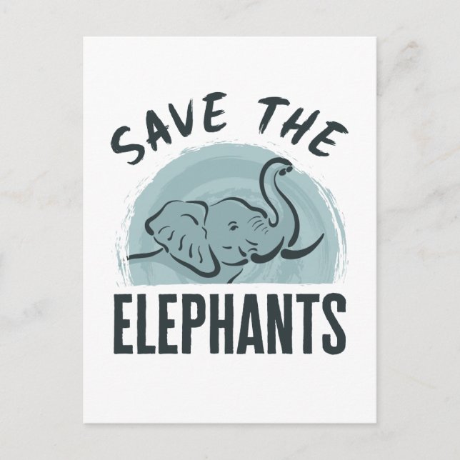 Save the Elephants Wildlife Activist Elephant Love Postcard (Front)