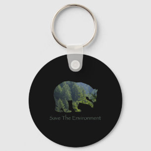 Save The Environment Bear Silhouette Environmental Keychain