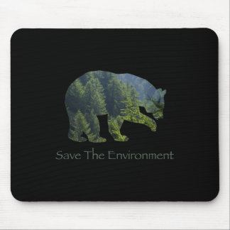 Save The Environment Bear Silhouette Environmental Mouse Pad