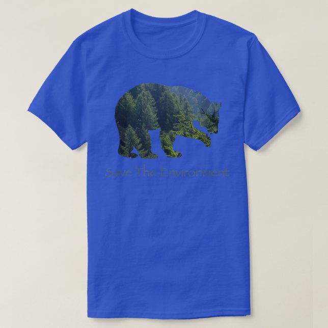 Save The Environment Bear Silhouette Environmental T-Shirt (Design Front)