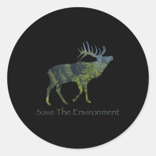 Save The Environment Deer Silhouette Environmental Classic Round Sticker