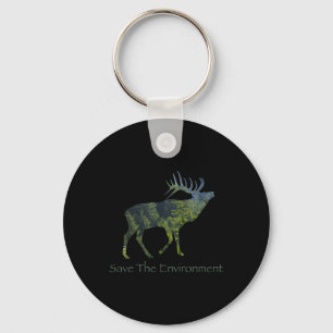 Save The Environment Deer Silhouette Environmental Keychain