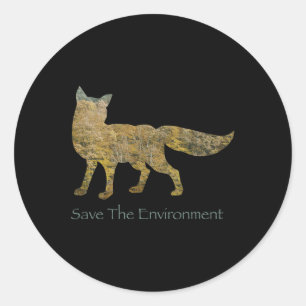 Save The Environment Fox Silhouette Environmental  Classic Round Sticker