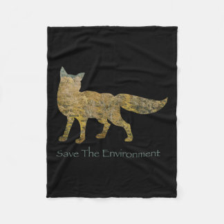 Save The Environment Fox Silhouette Environmental  Fleece Blanket
