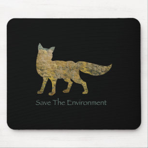 Save The Environment Fox Silhouette Environmental Mouse Pad