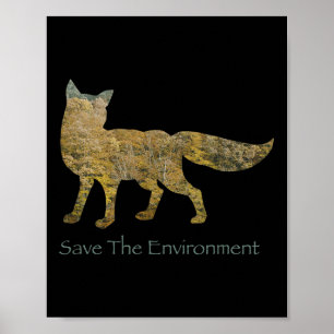 Save The Environment Fox Silhouette Environmental  Poster