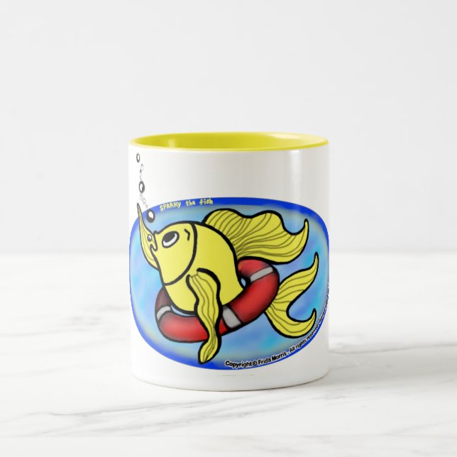 Save The Fish Two-Tone Coffee Mug (Center)