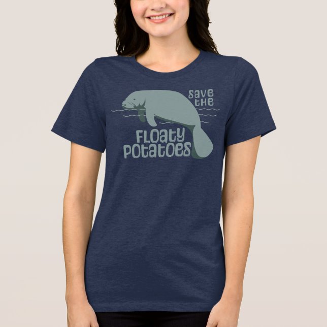Save The Floaty Potatoes Manatee Tri-Blend Shirt (Front)