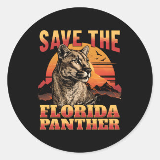 Save The Florida Panther Wildlife Cougar Classic Round Sticker