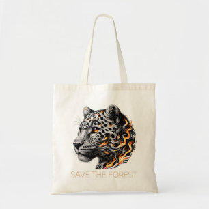 Save the Forest – Fiery Leopard Art Design Tote Bag