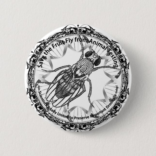 Save the fruit fly! 2 inch round button (Front)