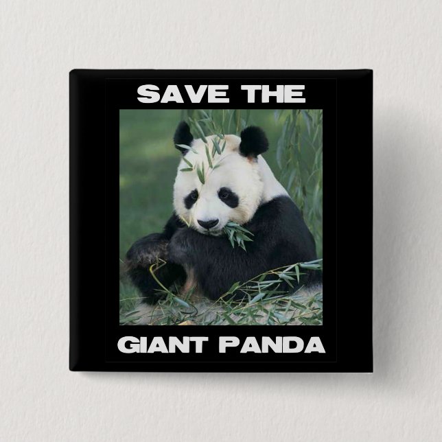 Save the Giant Panda 2 Inch Square Button (Front)