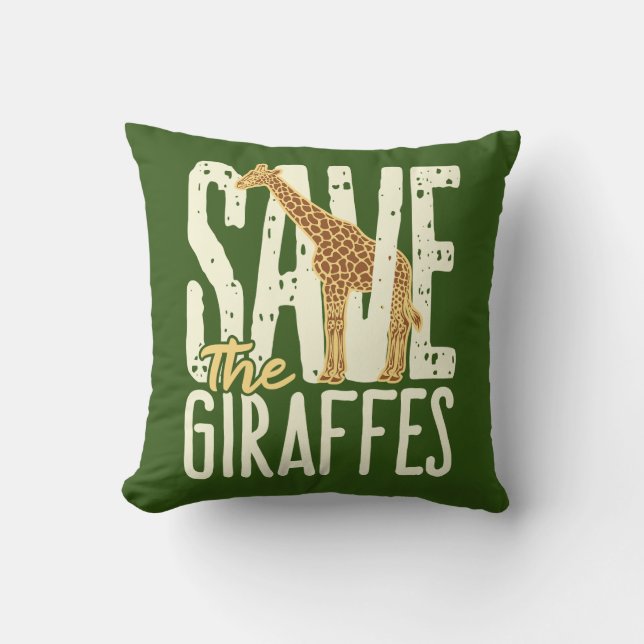 Save the Giraffes Giraffe Lover Throw Pillow (Front)
