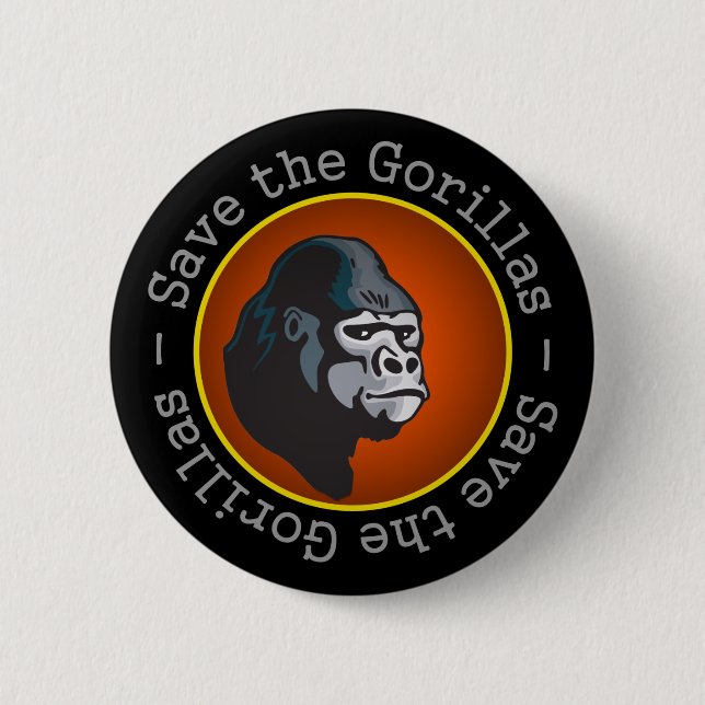 Save the Gorillas 2 Inch Round Button (Front)