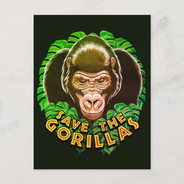 Save The Gorillas - Conservation Awareness Quote Postcard (Front)