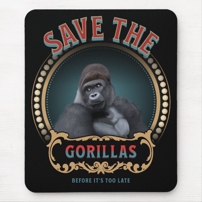 Save The Gorillas | Endangered Species Mouse Pad (Front)