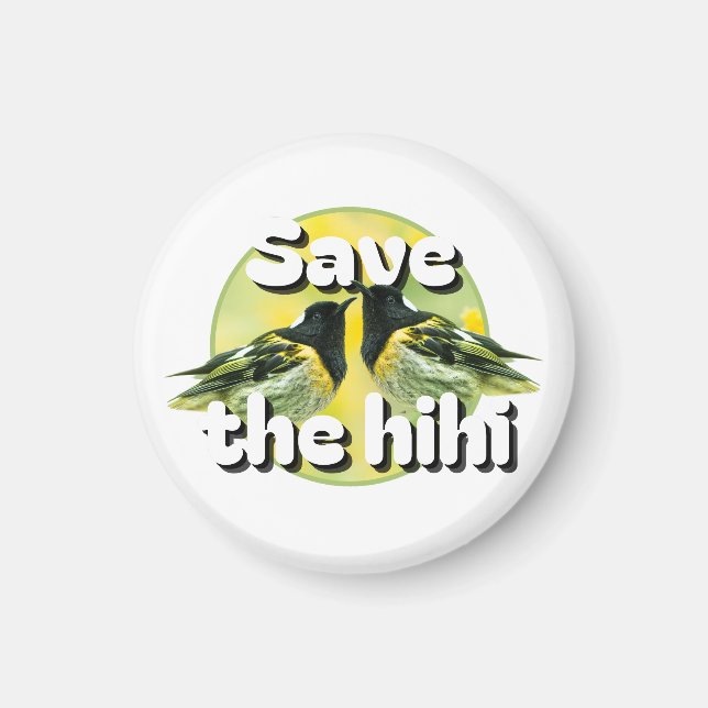 Save the hihi bird - endangered nz stitchbird magnet (Front)