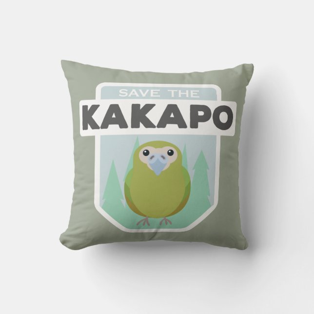 Save the kakapo home throw pillow (Front)