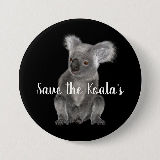 Save the Koala's 3 Inch Round Button (Front)