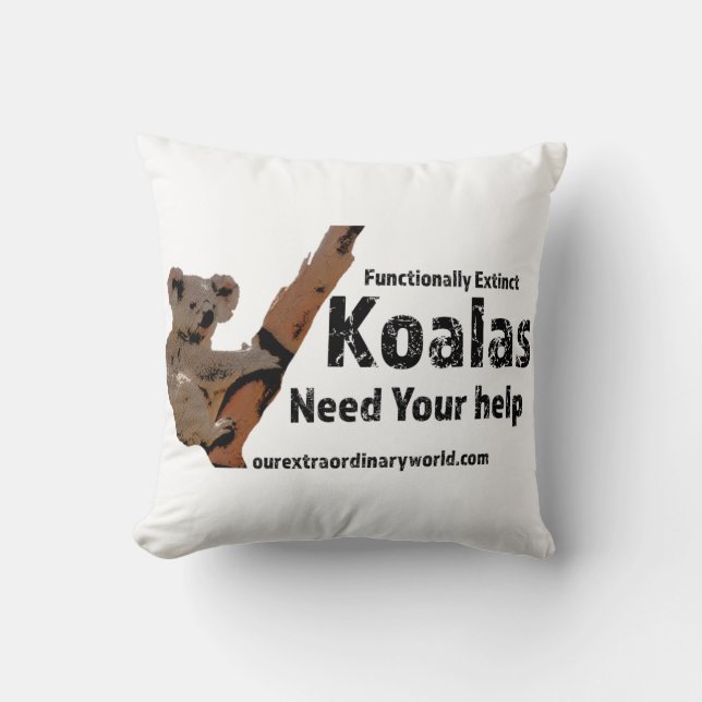 Save the Koalas Throw Pillow (Front)