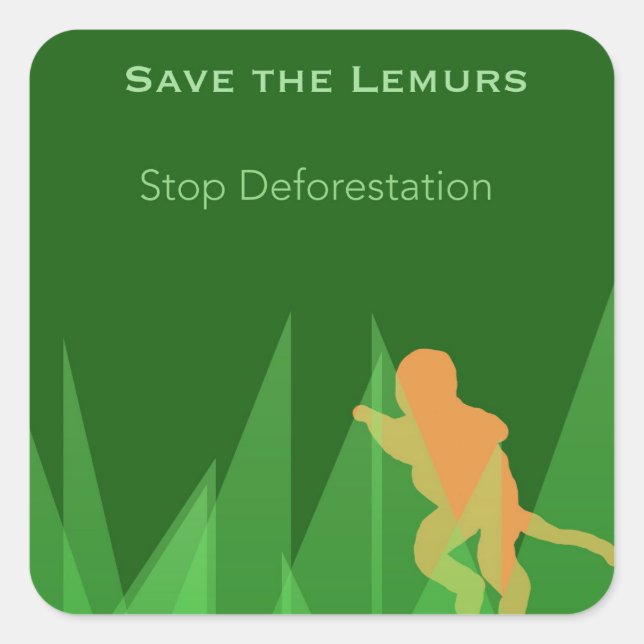 Save the Lemurs Square Sticker (Front)
