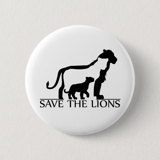 Save the Lions 2 Inch Round Button (Front)